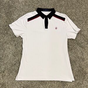 Extracurricular White Performance Polo Shirt with Navy Collar- 2x